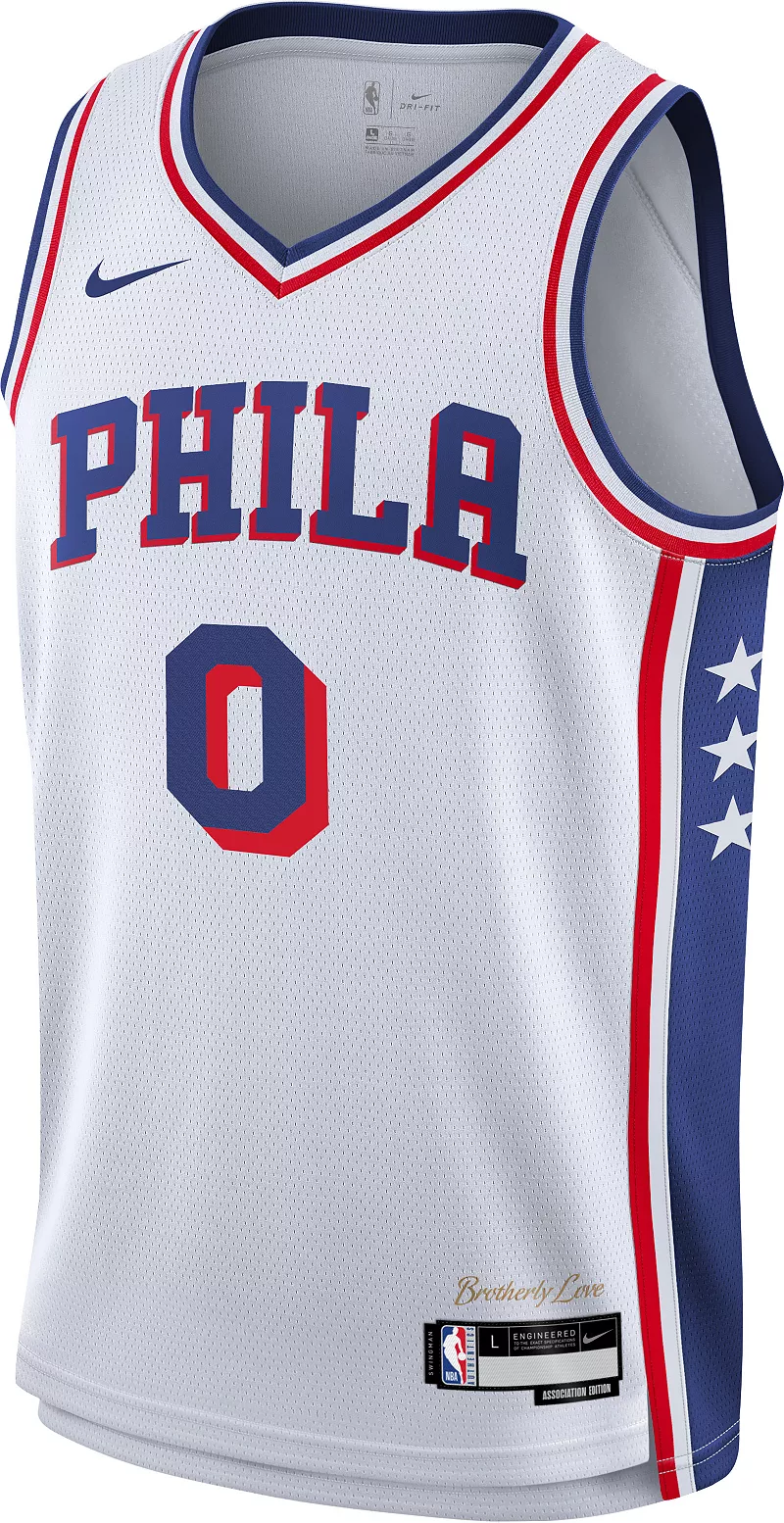 Белая майка Nike Youth Philadelphia 76ers Тайриза Макси #0 Swingman — фото 2