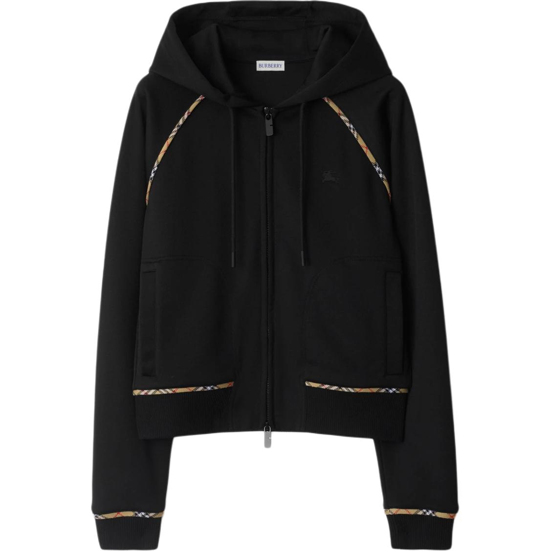 

Худи с завязками и молнией в клетку Burberry, черный