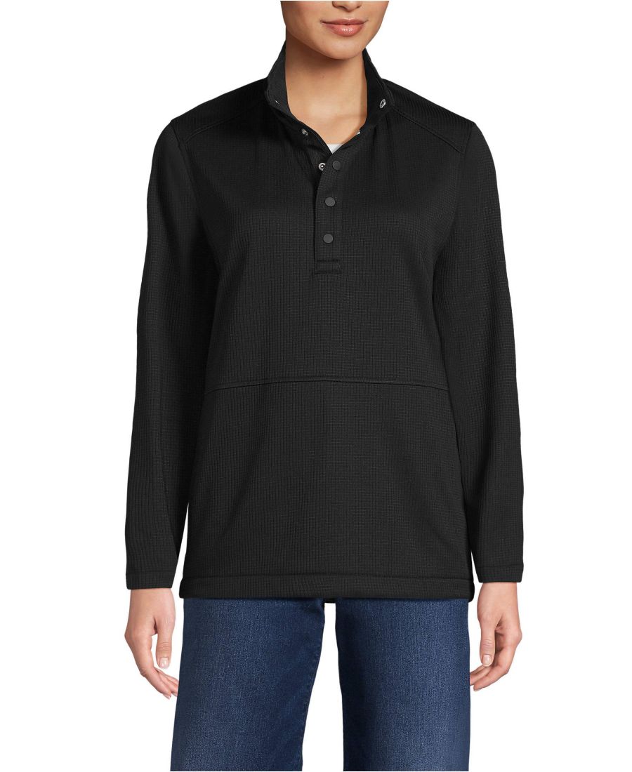 

Мужская/унисекс рубашка-пуловер Grid Tech с отложным воротником Lands' End, Black