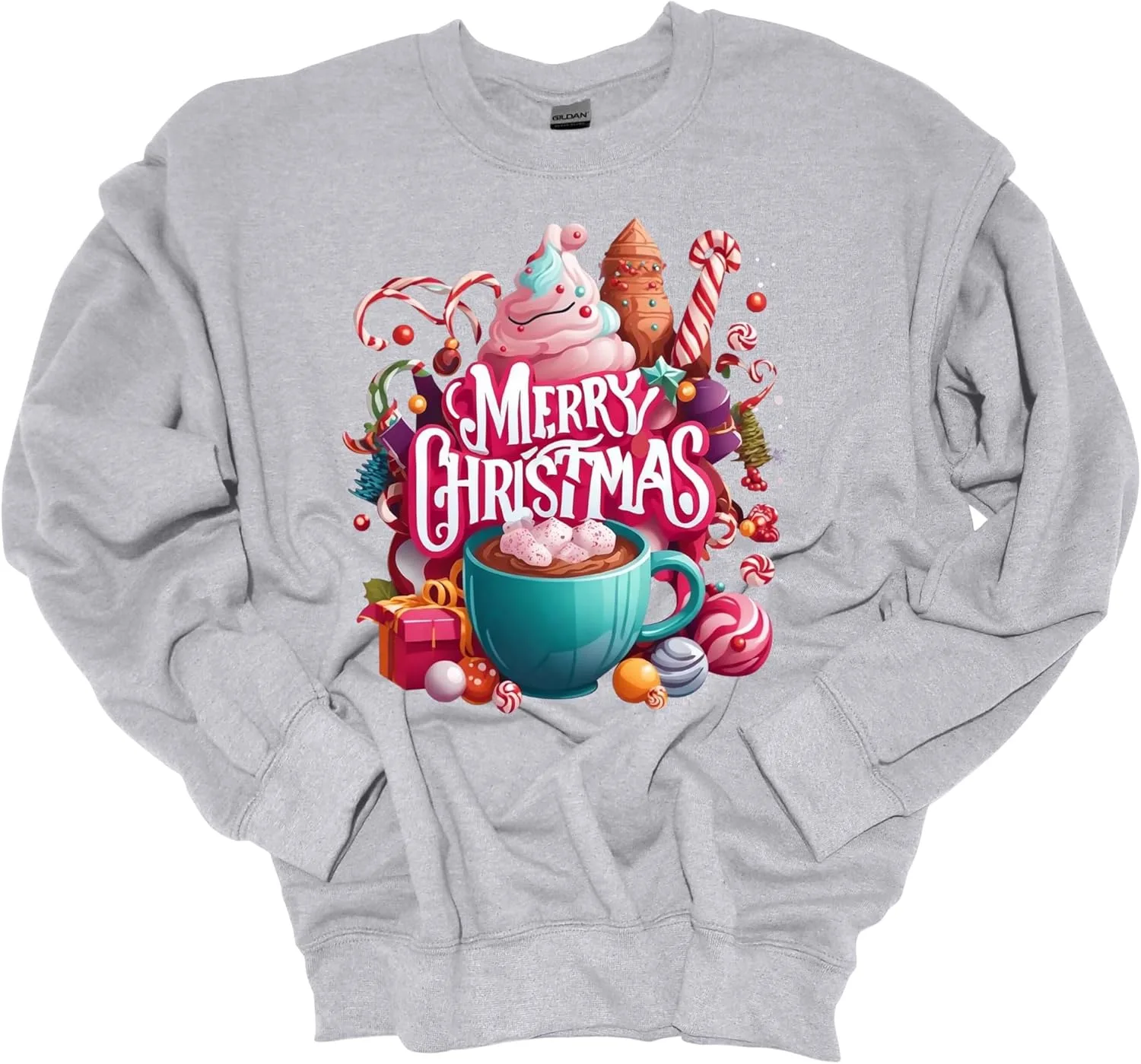 

Толстовка Trenz Shirt Company Unisex с новогодним принтом "Merry Christmas Hot Chocolate"