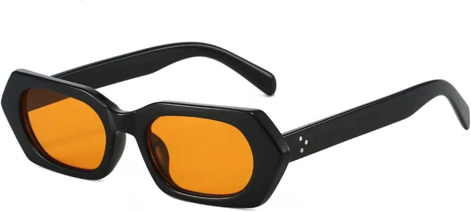 

Солнцезащитные очки Polygon в маленькой оправе, модные, с градиентным переходом цвета, женские, с заклепками, защита от УФ-излучения UV400 TOIPASTN, Blackorange