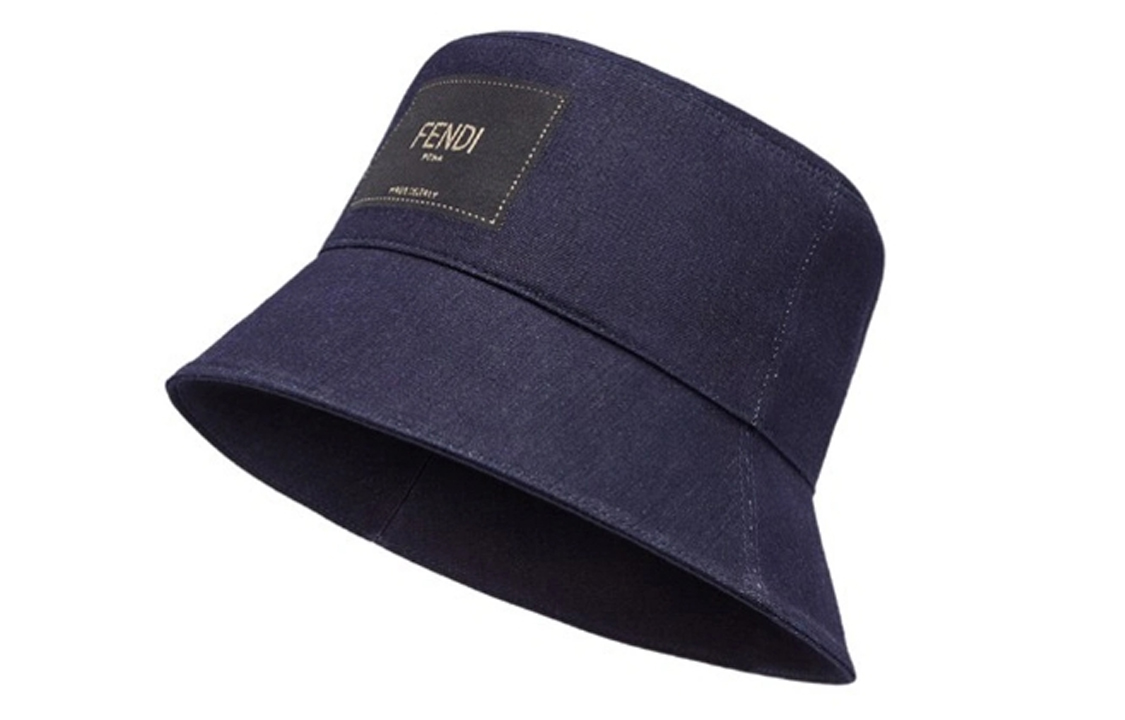 FENDI Кепка-ведро с узкими полями и нашивкой с логотипом, Blue — фото 4