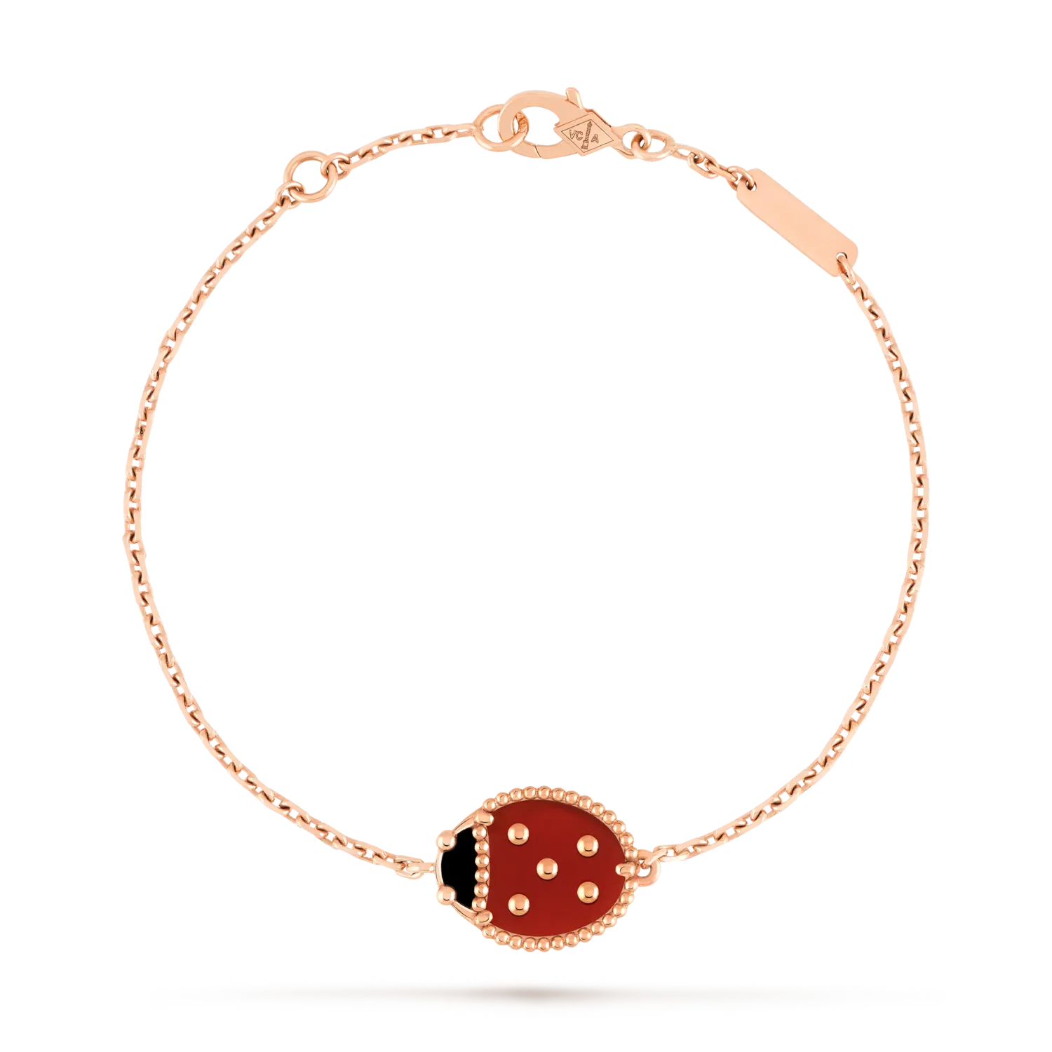 

Браслет Van Cleef & Arpels Lucky Spring, божья коровка с закрытыми крыльями, 18-ct розовое золото, сердолик, оникс
