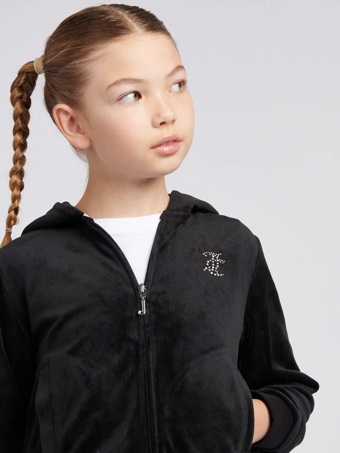 Худи Juicy Couture Arch Zip Thru Diamante, черный
