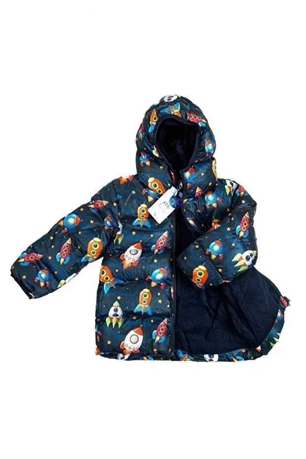 Детское зимнее пальто для девочек с принтом Rocket Montland, Navy Blue — фото 4