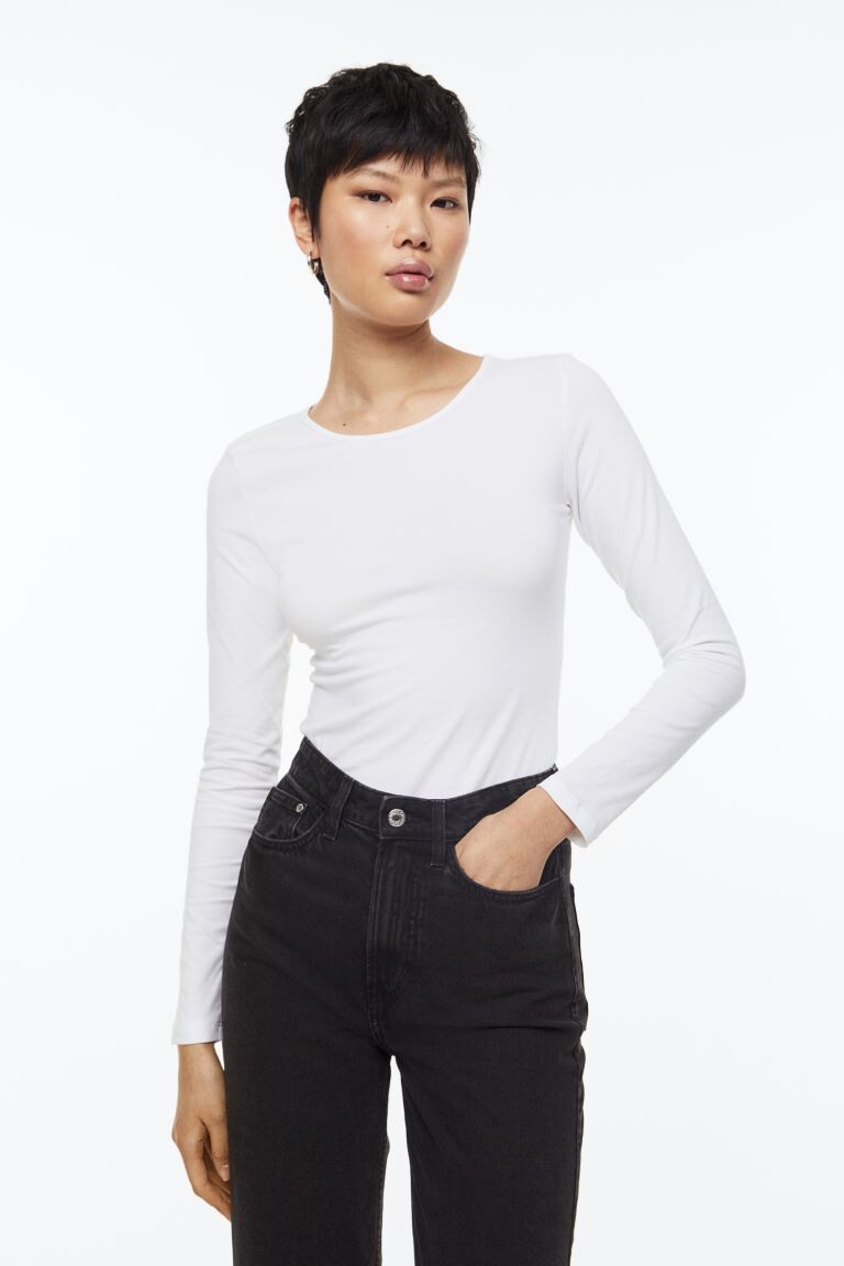 

Топ с длинными рукавами H&M, белый