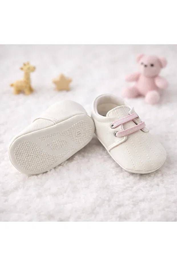 Детские туфли для девочек без скольжения Basics Happy Baby Butik, White-Pink — фото 4