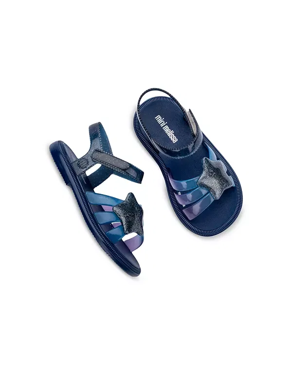 Детские сандалии для девочек с блестками Mini Melissa, Blue/Glitter — фото 3
