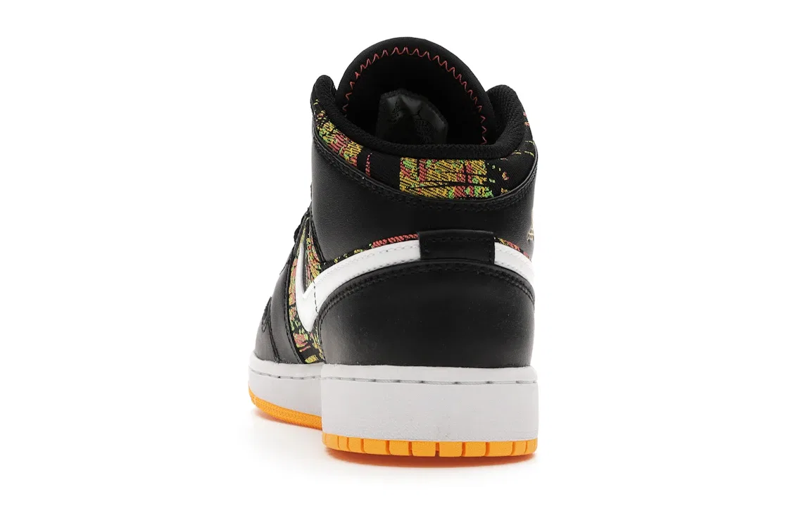 Детские кроссовки для мальчиков с принтом Jordan 1 Mid Jordan, Black/Laser Orange-Bright Melon-White — фото 4