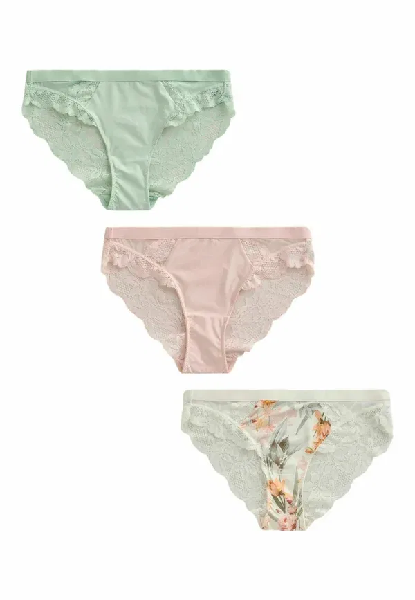 Комплект трусов 3 шт, флоральный, Regular fit, Next, Green, Pink, Cream, зеленый/розовый/кремовый