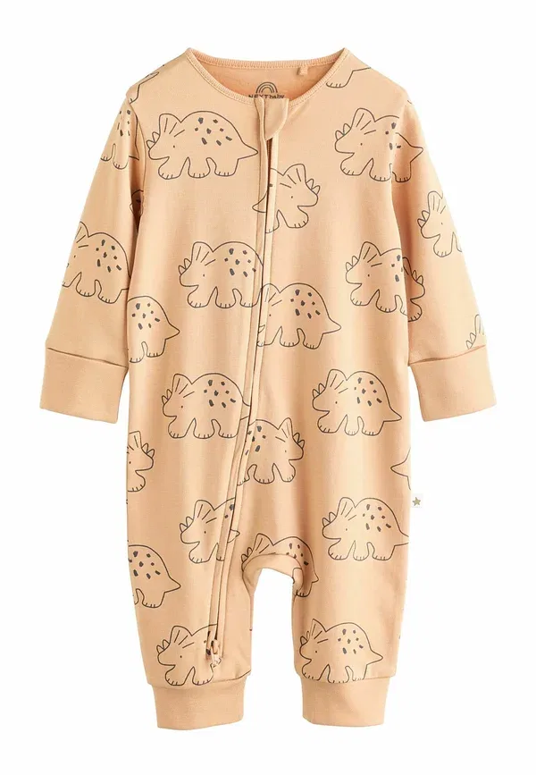 Комплект боди с принтом Animals Regular fit two way zip baby sleepsuits 5 pack Next, Multi Dino — фото 2