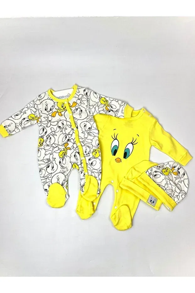 Детский комбинезон с принтом Chick printed Bebekyol, Yellow — фото 2