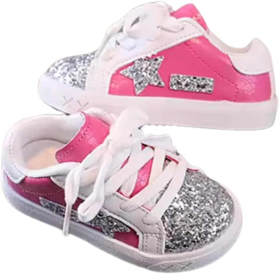Детские кроссовки для девочек с блестящими звездами Athena, Hot Pink