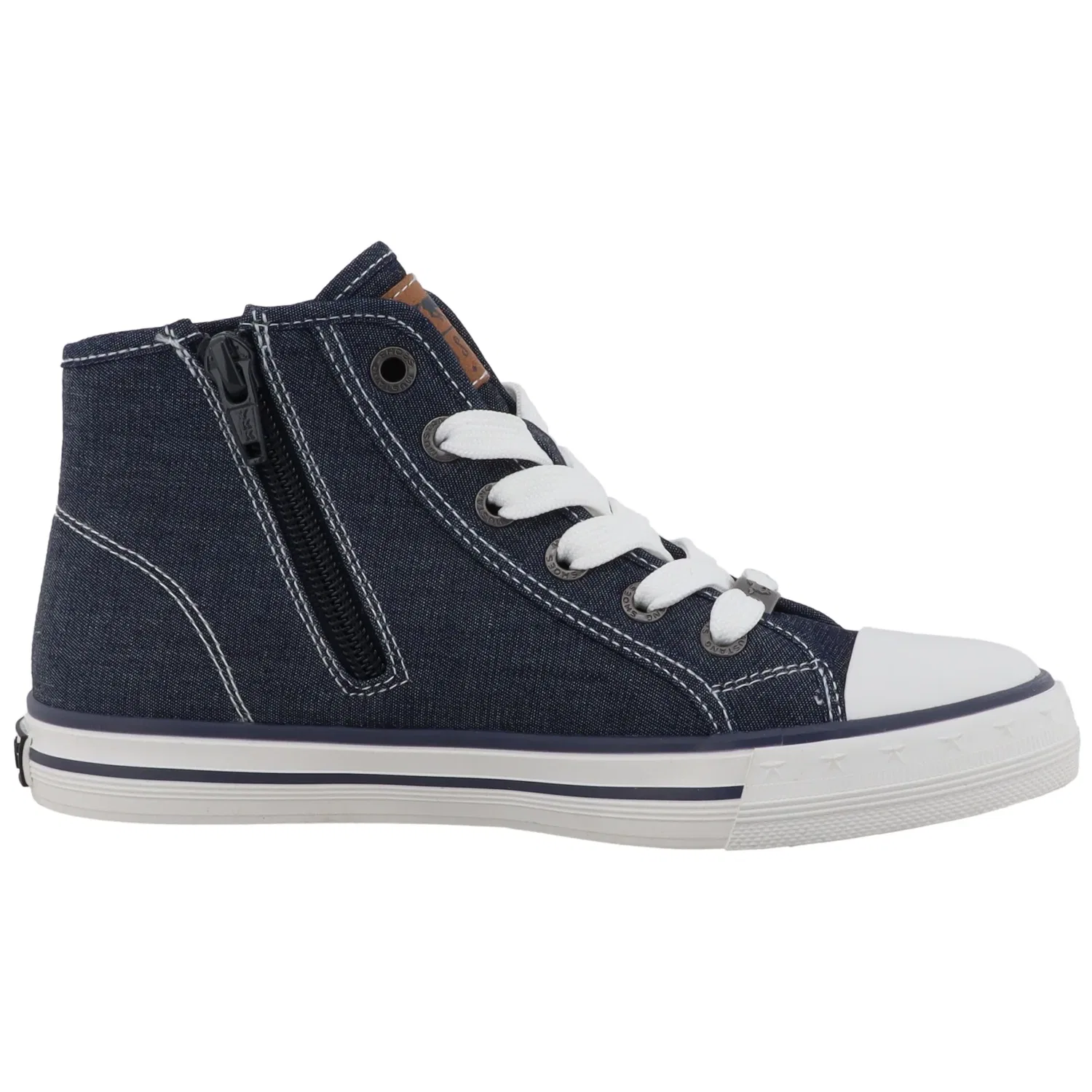 Детские текстильные ботинки-шнурки с аппликацией Mustang Shoes, Navy — фото 4