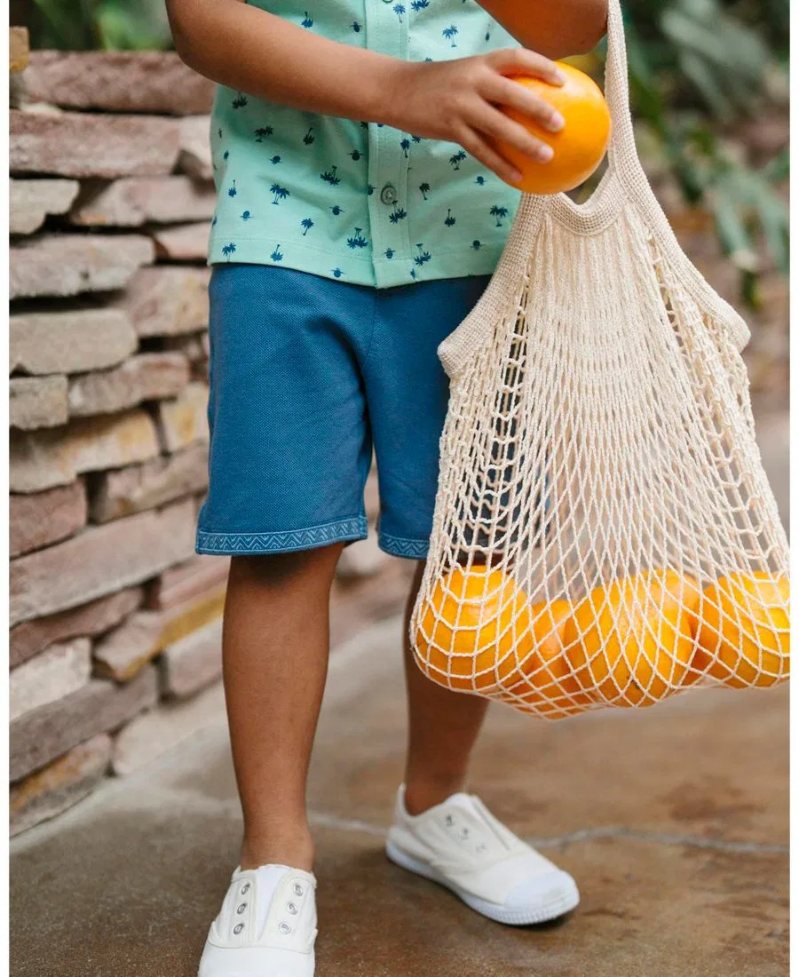 Шорты из органического футера с завязкой, модель Toddler Boys Organic French Terry Pull-On Short Hope & Henry, Stone Blue — фото 4