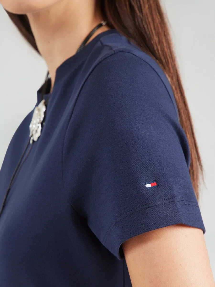 Платье TOMMY HILFIGER 'Interlock Midi Fit And Flare' синего цвета — фото 2