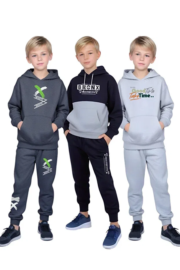 Детский спортивный костюм для мальчиков с принтом Fyk Kids, Smoked-Blue-Grey