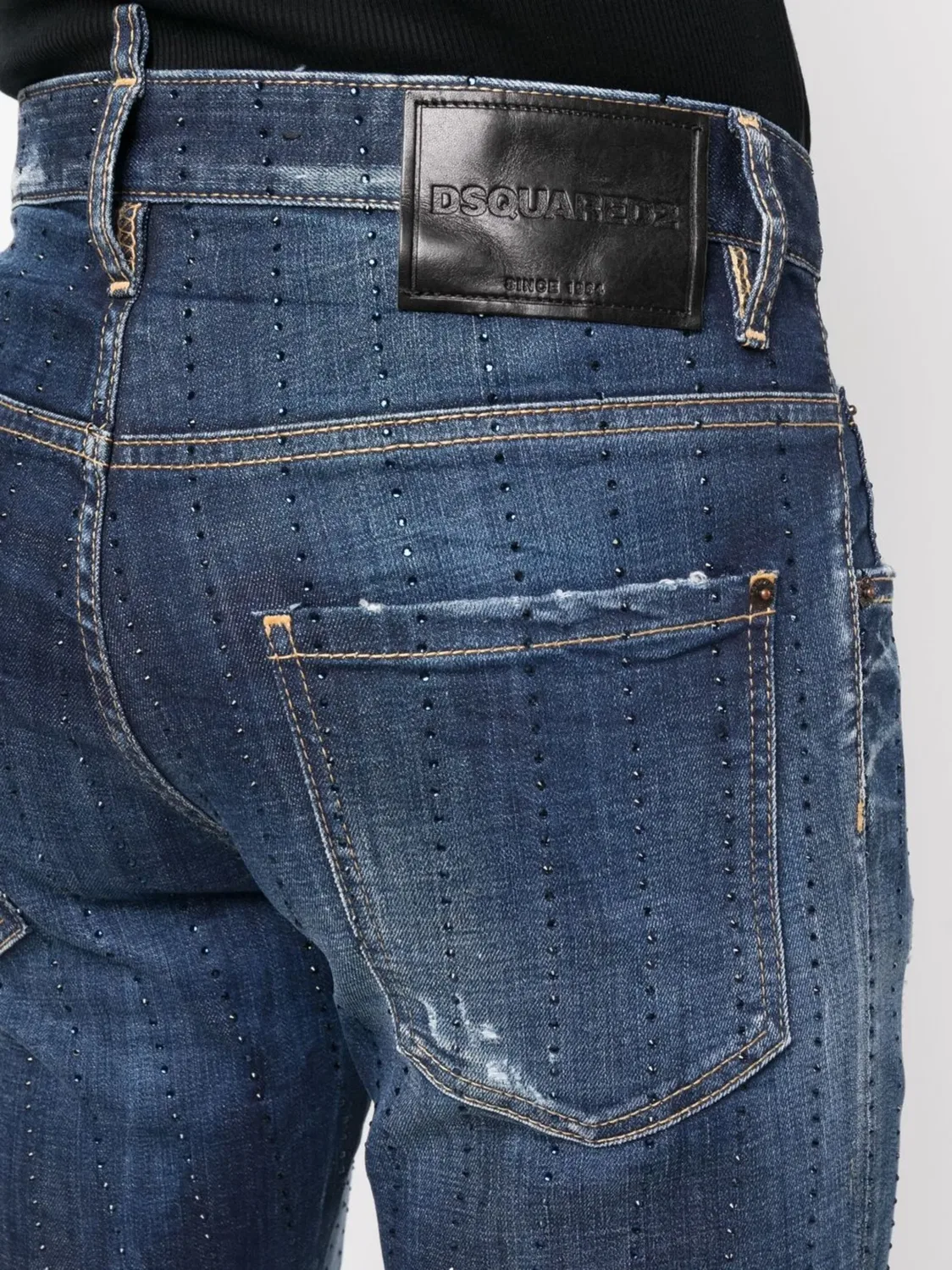 Джинсы с Брошей и Износом DSQUARED2, синий — фото 2