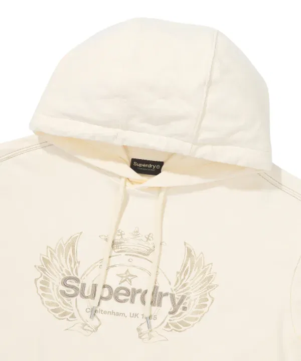Худи с капюшоном, винтажное, Superdry, кремовый — фото 4