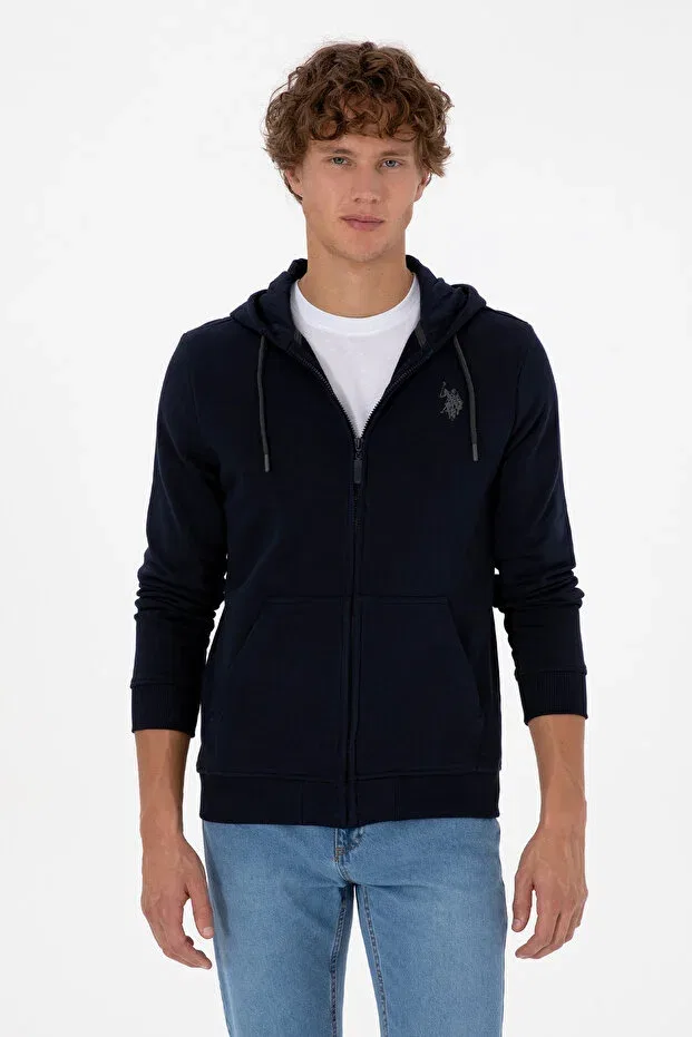 Мужской кардиган с капюшоном на молнии U.S. Polo Assn., Navy Blue