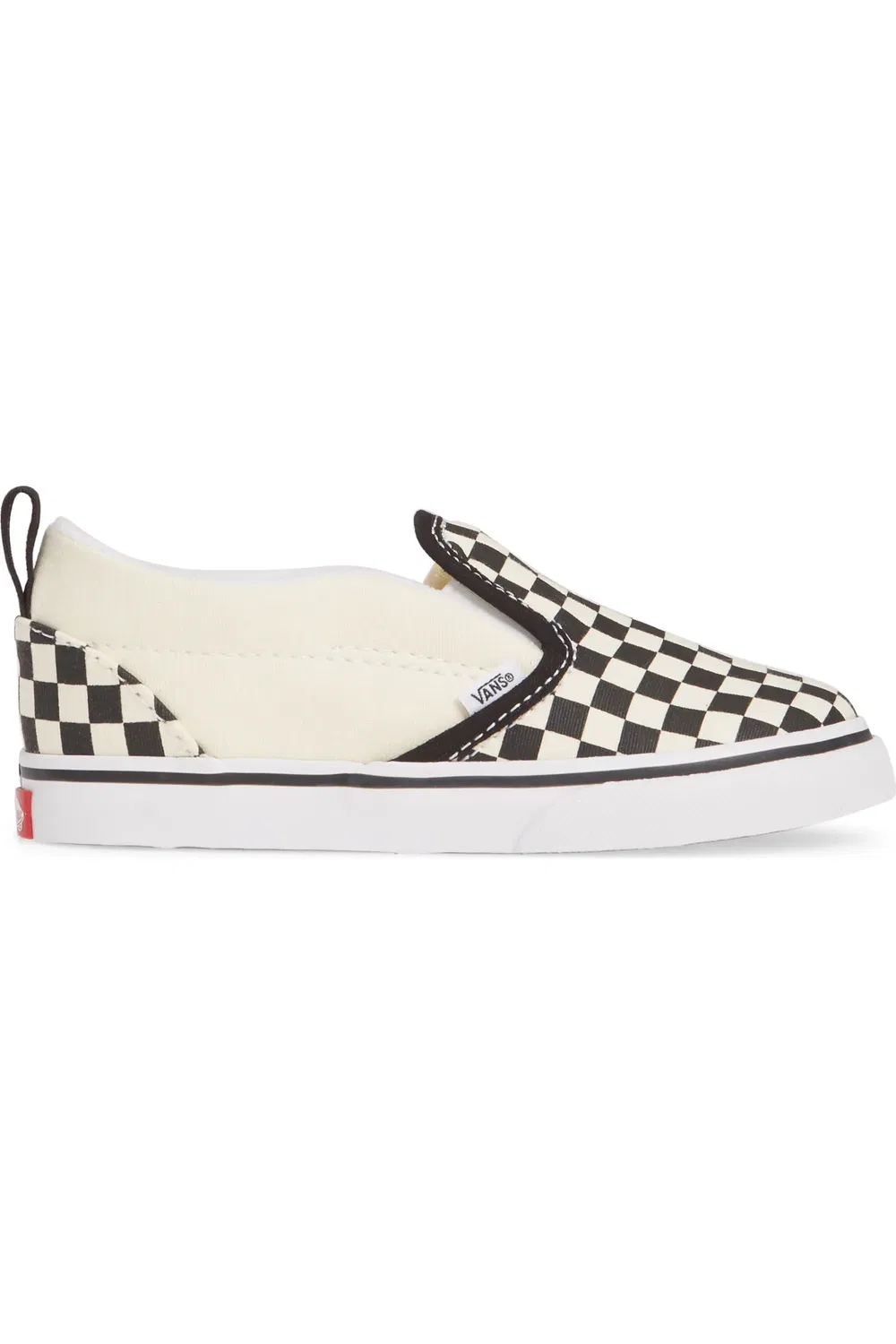 Детские кеды на липучке с шахматным принтом Slip-On Vans, Checkerboard Black/White — фото 3