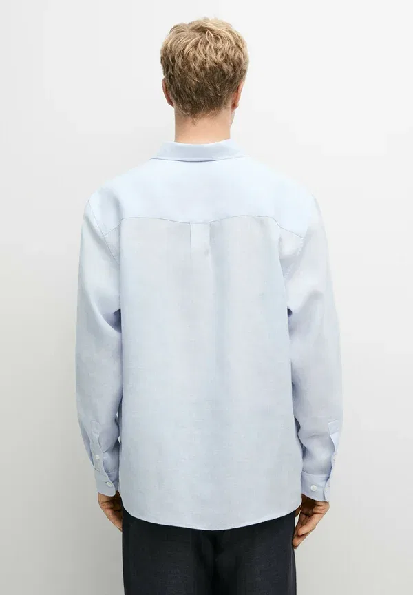 Рубашка льняная Shirt Massimo Dutti, light blue, светло-голубой — фото 3