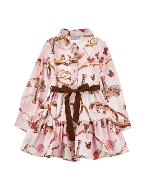 Платье-рубашка с принтом Shirt dress Monnalisa, lotus — фото 3