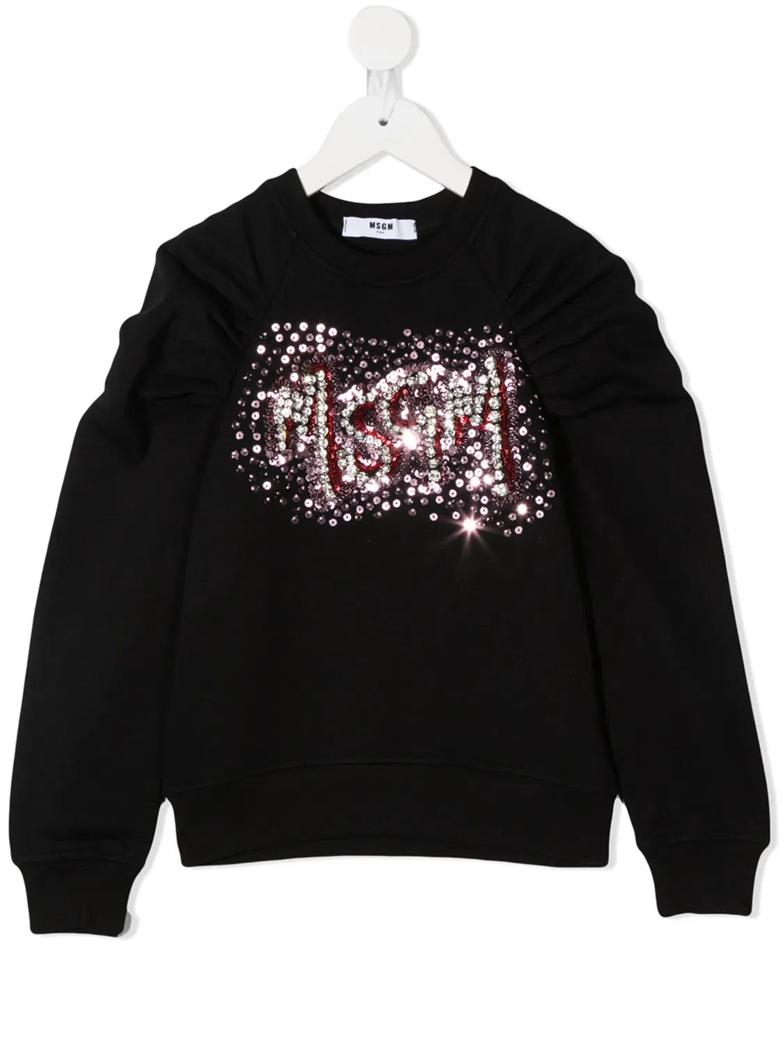 Свитшот с пайетками и драпировкой MSGM, черный