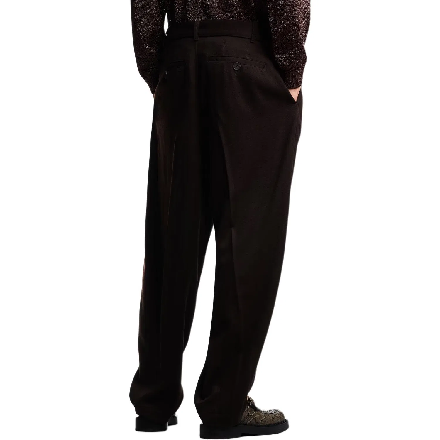 Женские брюки классические из шерсти Emporio Armani, Brown — фото 4