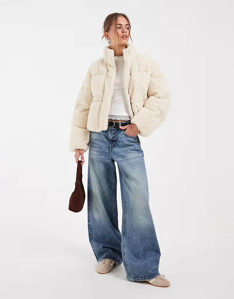 Укороченная пуховая куртка Levi's Brynn Borg, кремовый