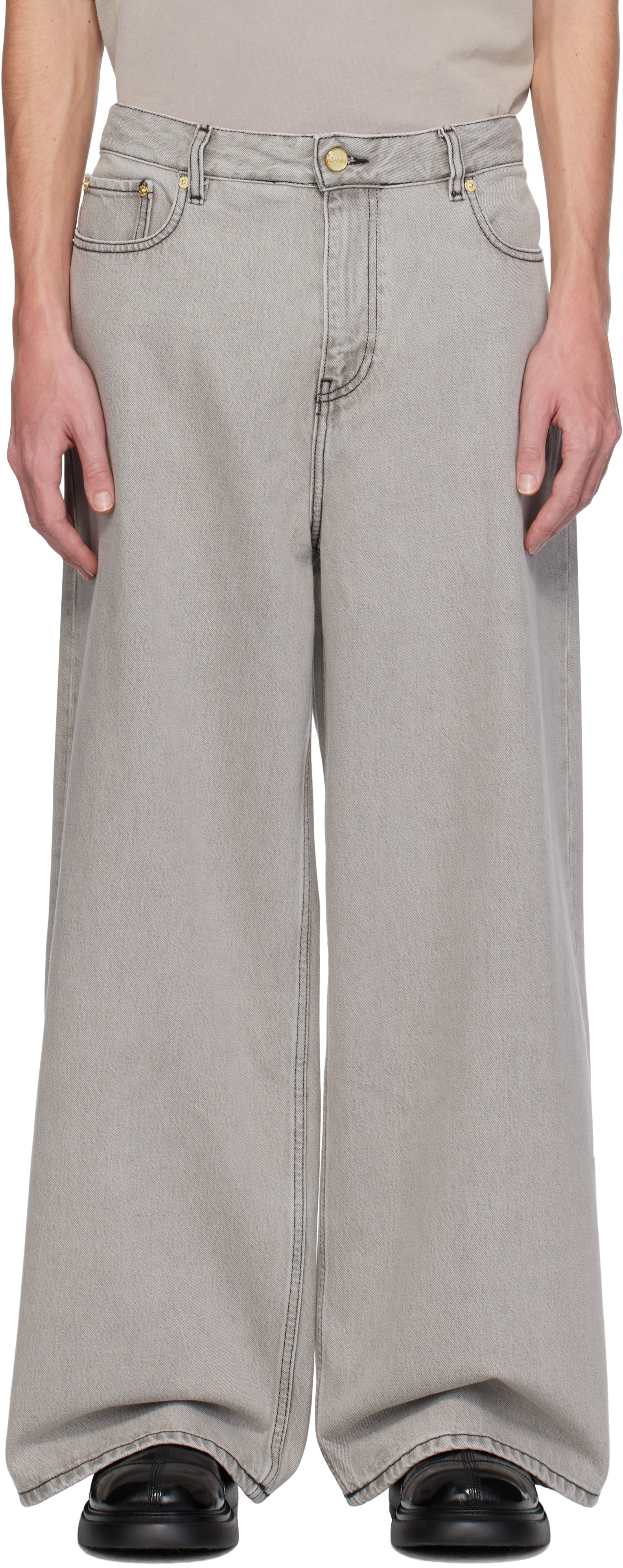 

Широкие джинсы серого цвета Future Denim GANNI, Gray quill