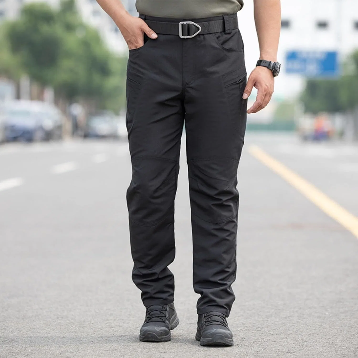 Мужские тактические карго-брюки с множественными карманами, Cargo Work Pants, чёрный — фото 3
