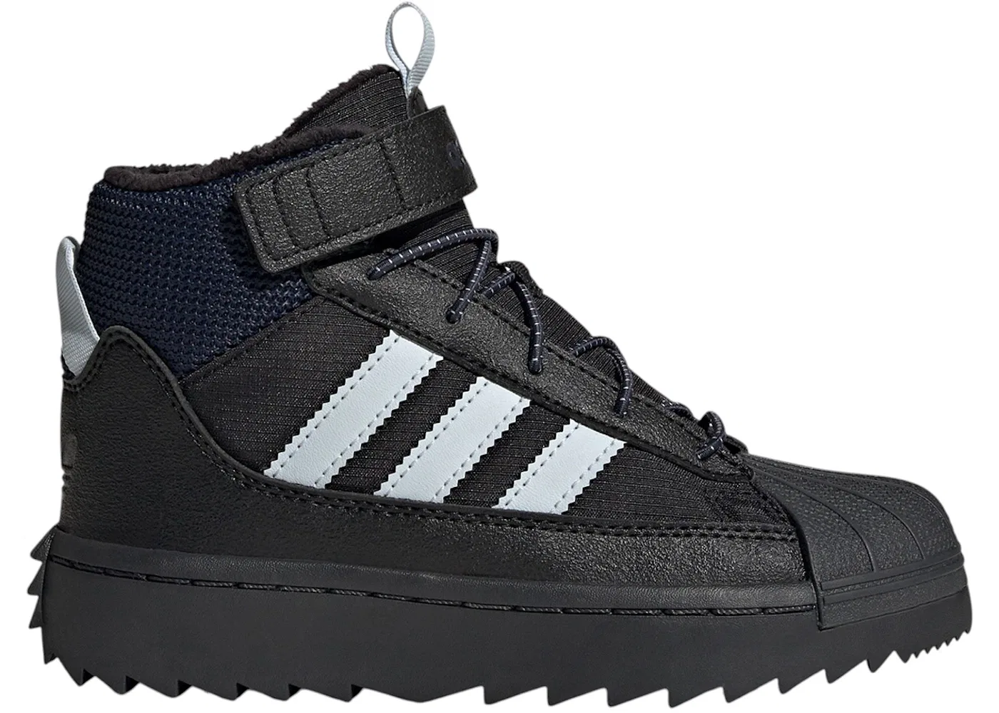 Детские кроссовки Lifestyle с зимним протектором Adidas Superstar Winter Trek, Core Black Halo Blue Carbon