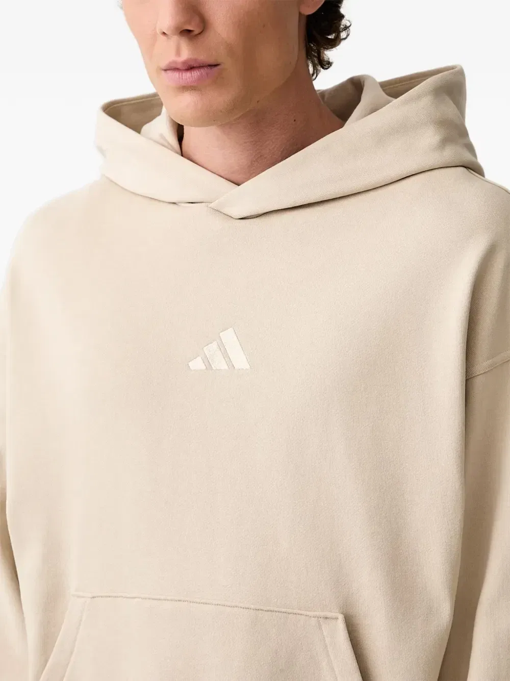 Худи с вышитым логотипом Adidas, бежевый — фото 4