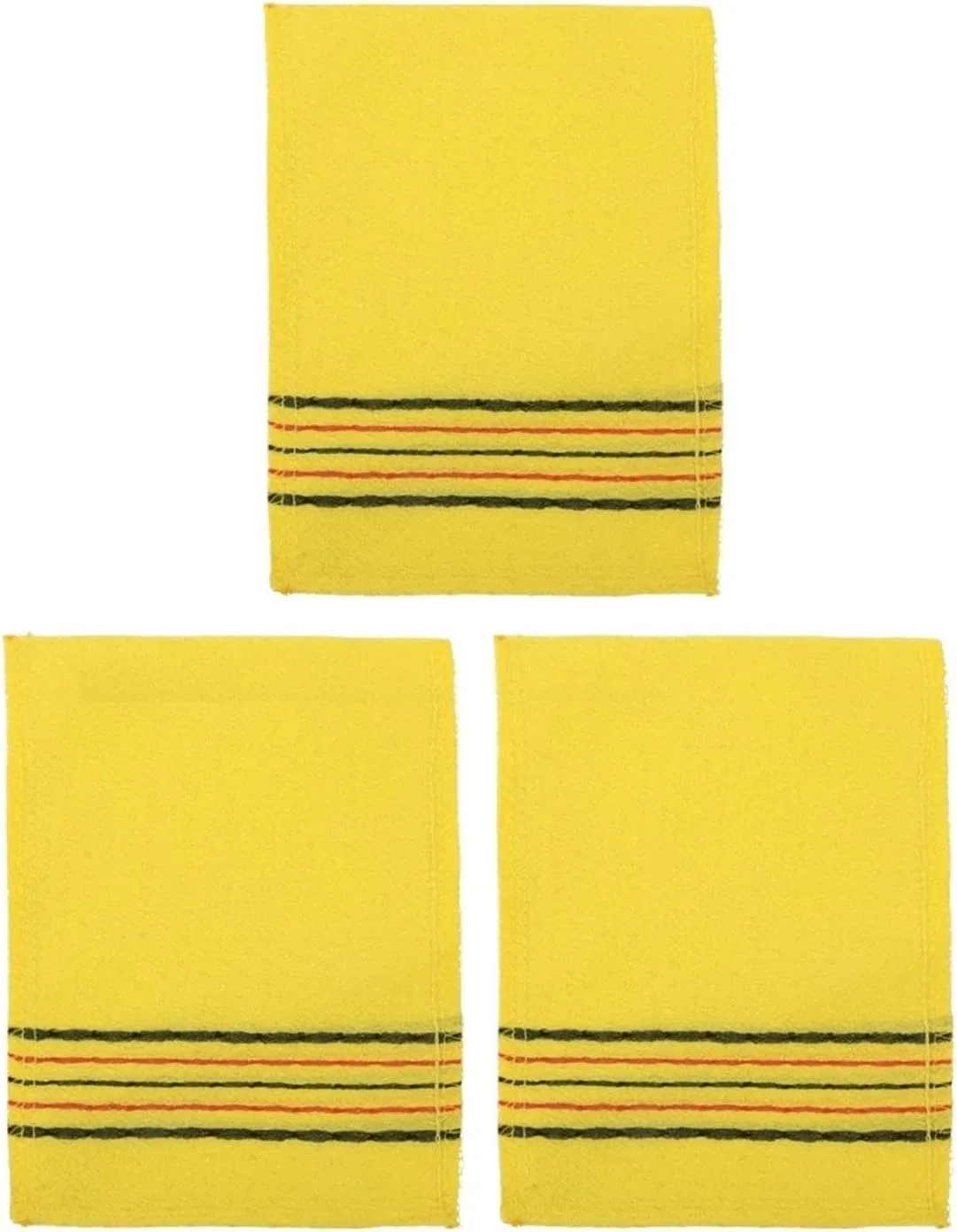 Мочалка для тела эксфолирующая WILLWA, 3 шт, 14x18 см, Желтый