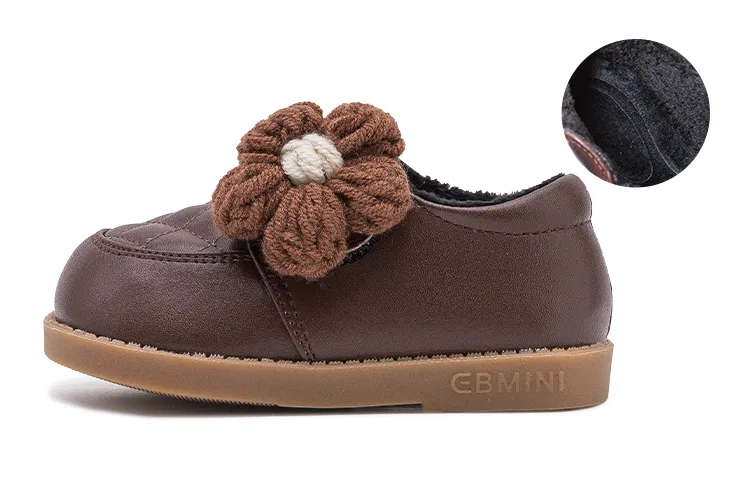 Туфли для малышей с мягкой подошвой, утепленные флисом, EBMINI, Brown