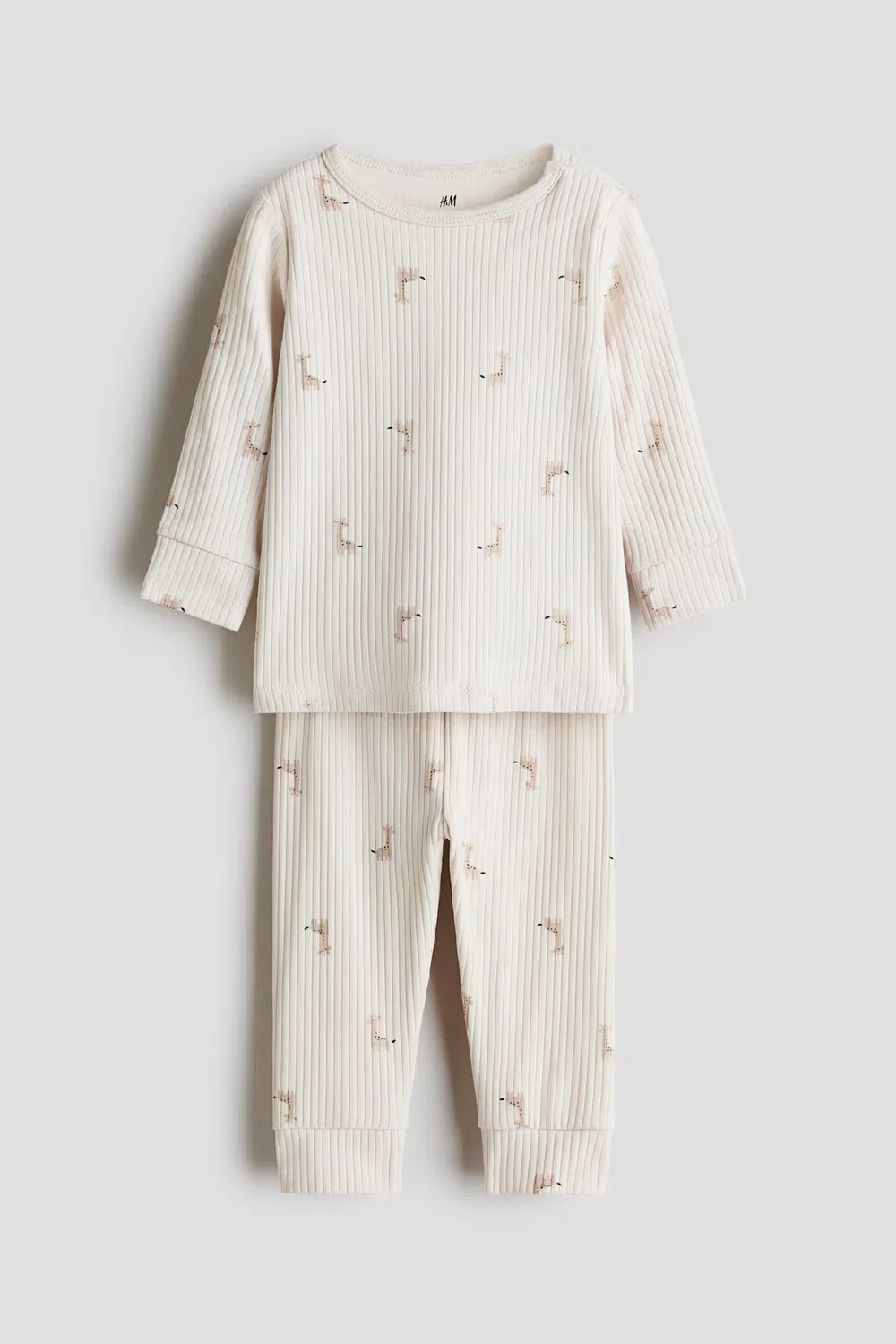 Комплект из ребристого хлопка H&M, Hellbeige/Giraffen