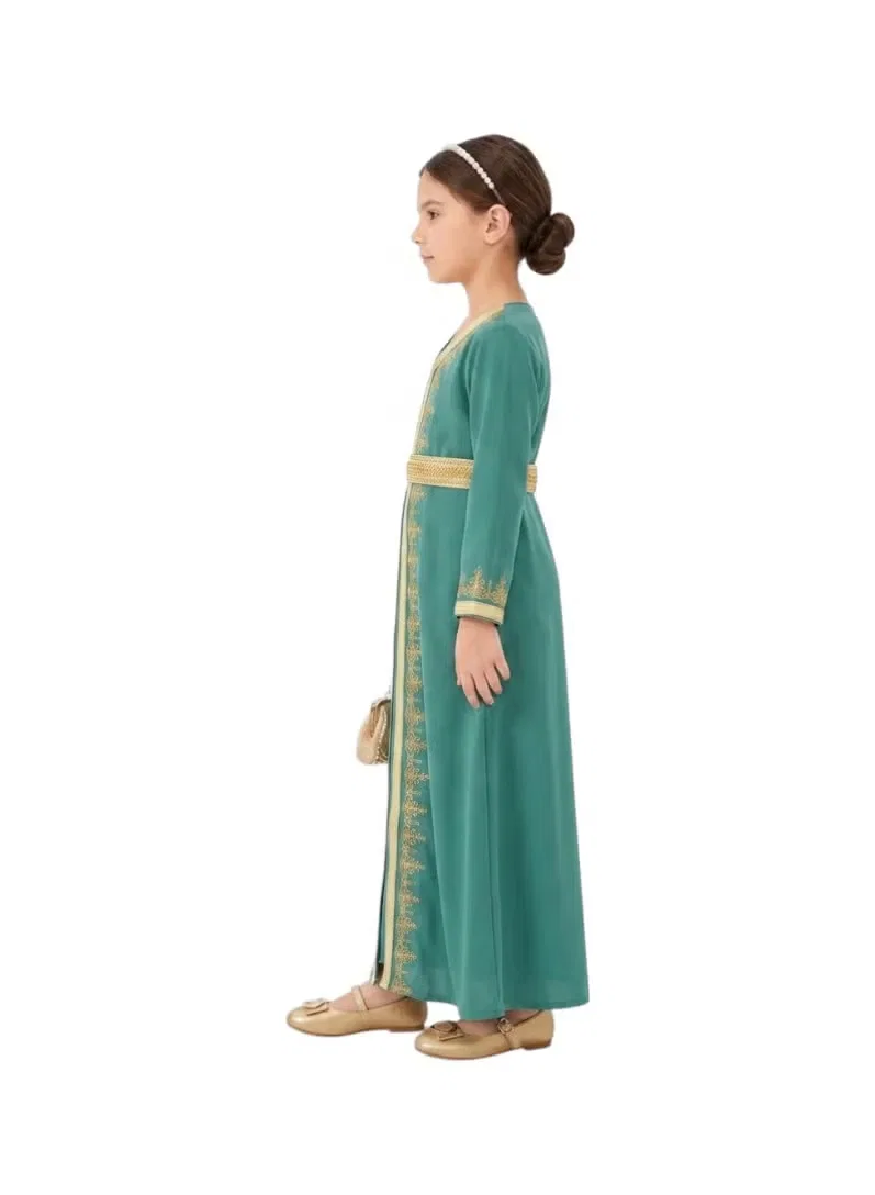 Платье с вышивкой, длинное, модель Traditional embroidered jalabiya, Bidani, зеленый — фото 2