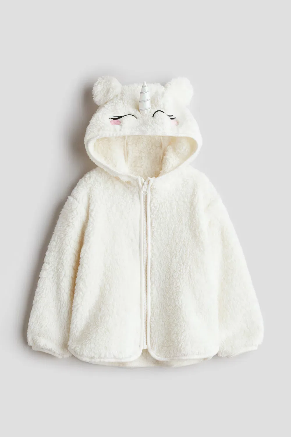 Куртка-Худи из плюшевого флиса H&M, Weiß/Einhorn