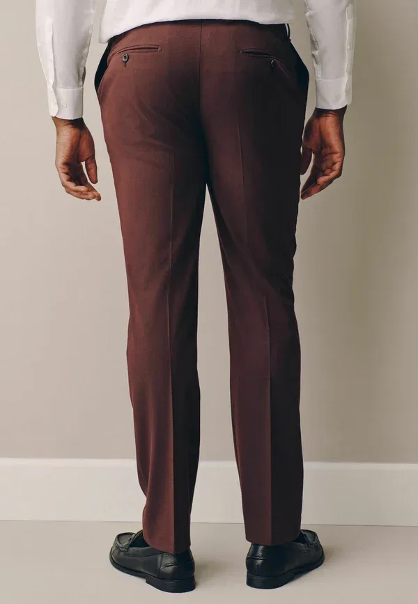 Брюки с эластичным поясом, Regular fit - slim muscle fit motionflex stretch suit trousers Next, burgundy red, красный/бордовый — фото 3