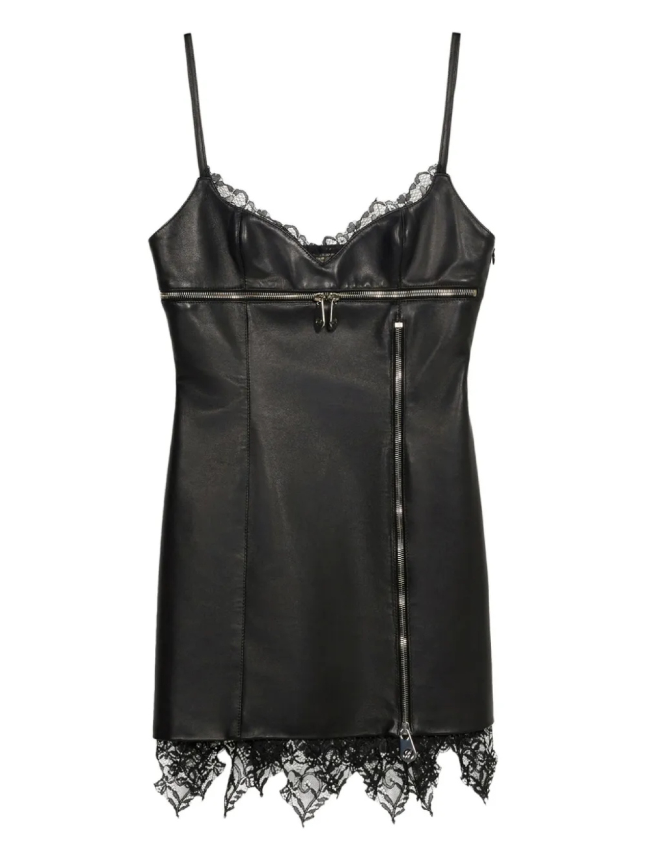 

Blumarine кожаное платье с кружевом, черный