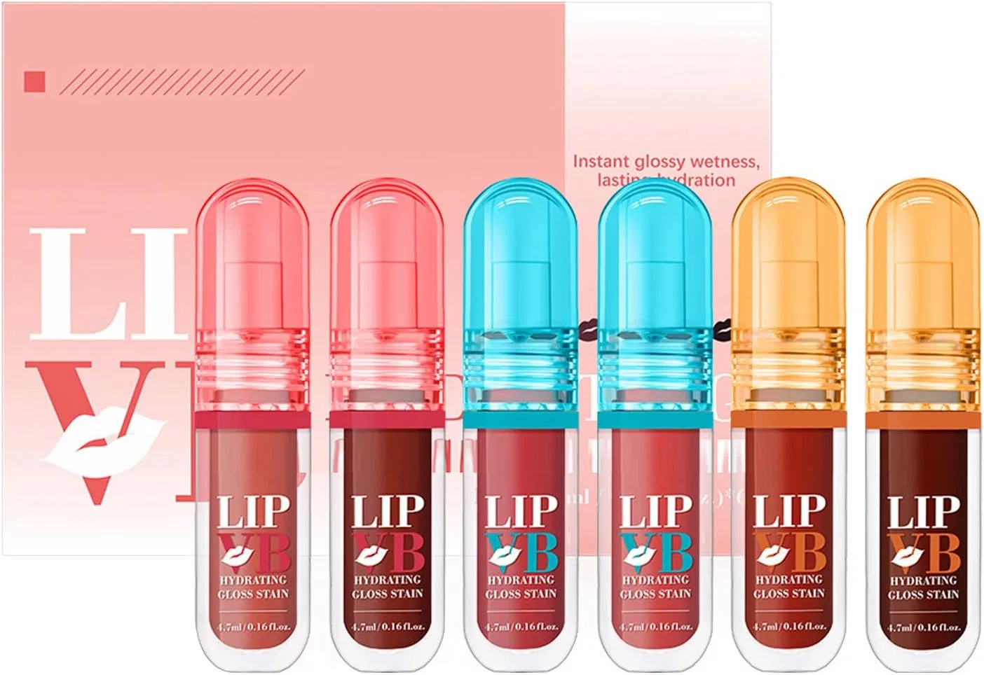 Блеск для губ Tinted Lip Gloss, увлажняющий, набор 6 шт., 4.7 мл