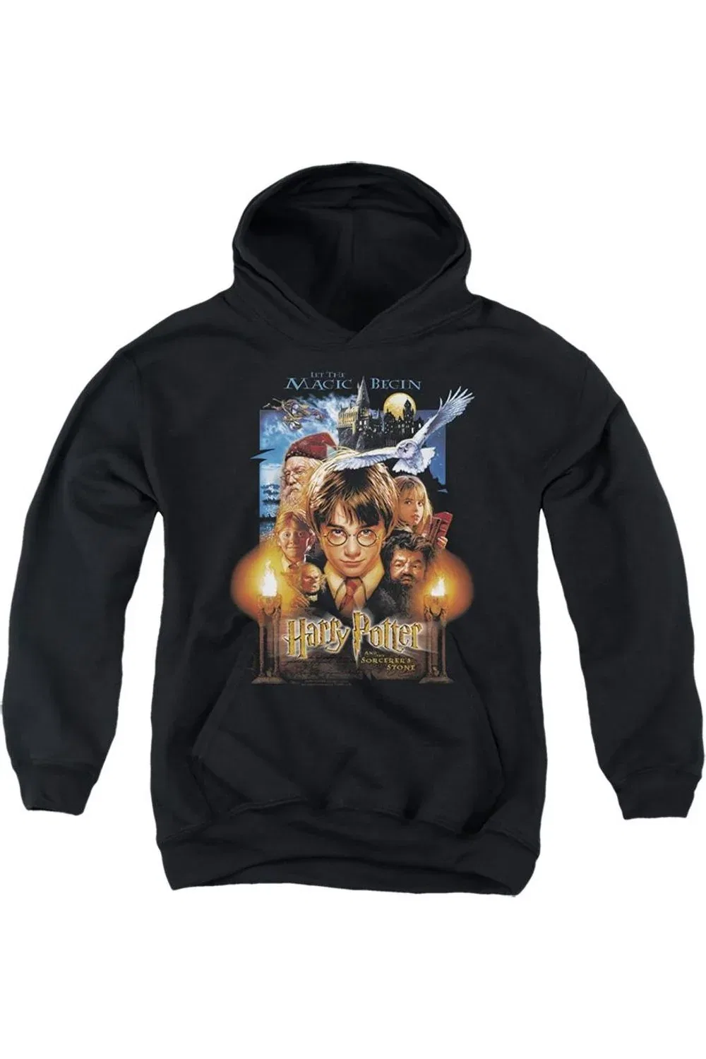Детское худи с капюшоном с принтом Harry Potter Sorcerer´s Stone Gildan, черный