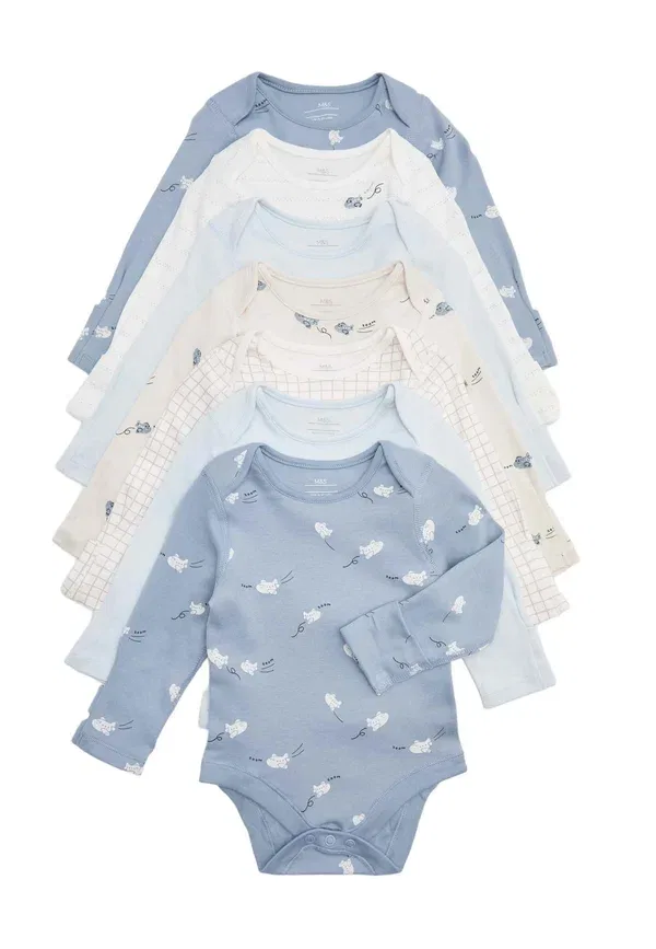 Комплект из 7 боди с животными Marks & Spencer Mix, синий
