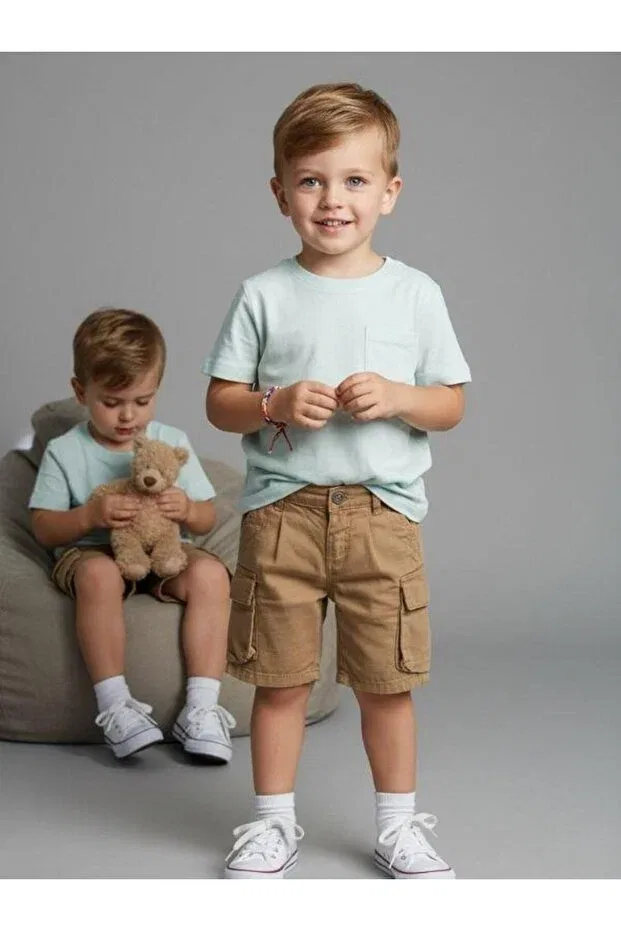 Детские шорты для мальчиков хлопковые cargo Zekids, Brown — фото 4