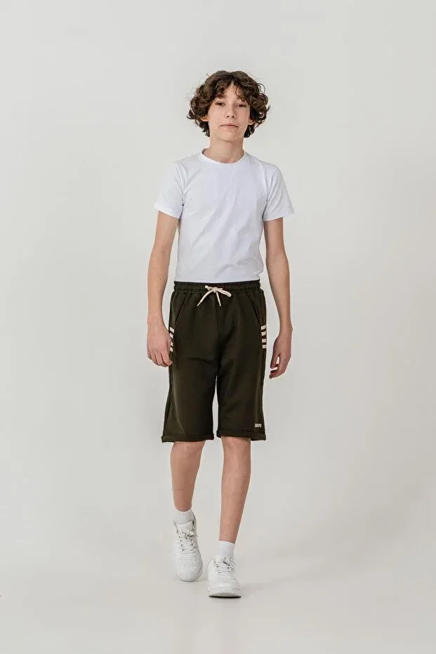 Детские шорты для мальчиков с принтом Champs printed sides 4-stripe Mışıl Kids, Khaki