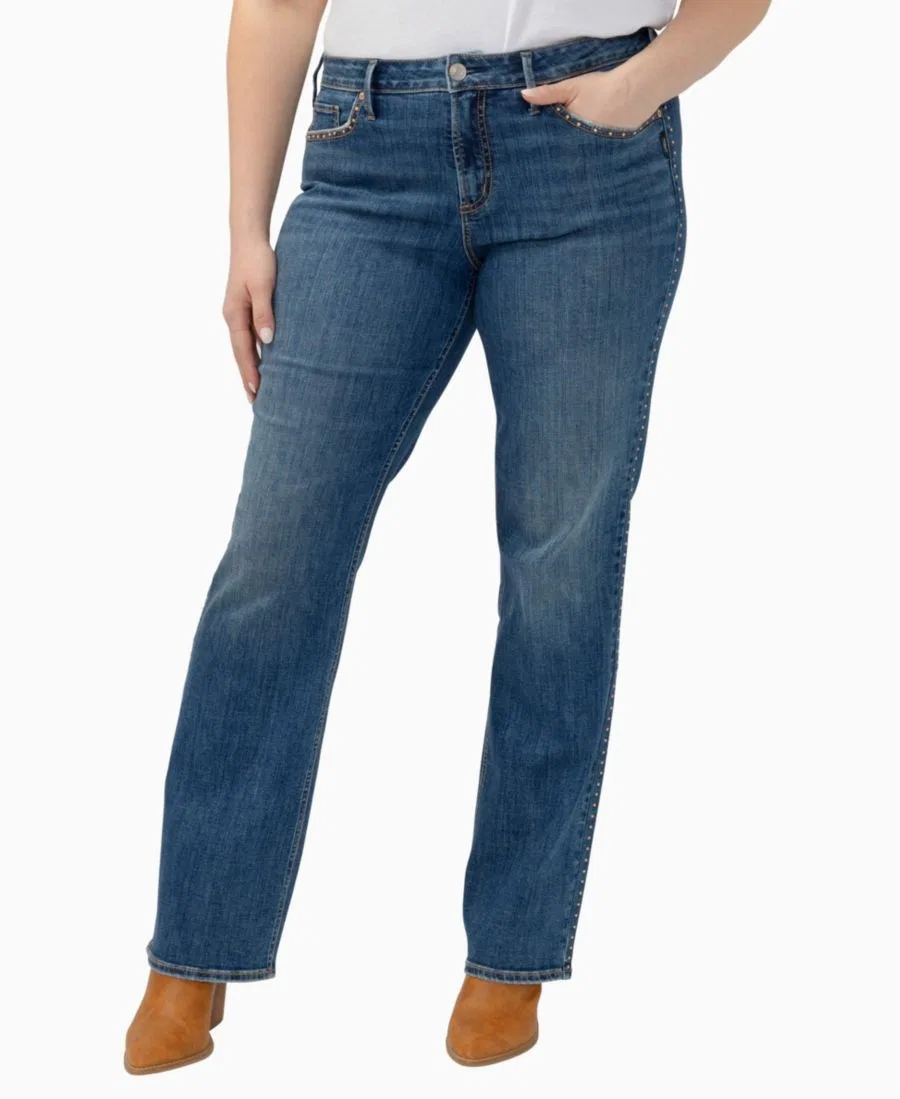 Джинсы-клеш с завышенной талией Suki Mid-Rise Curvy Bootcut Silver Jeans Co., Serephina