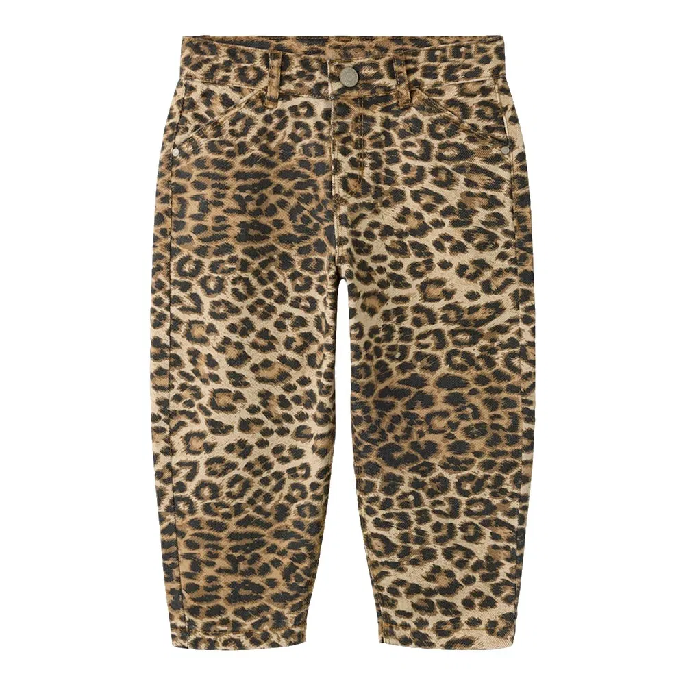 Детские джинсы для девочек с принтом Bella Mom Fit Name it, Brown — фото 3