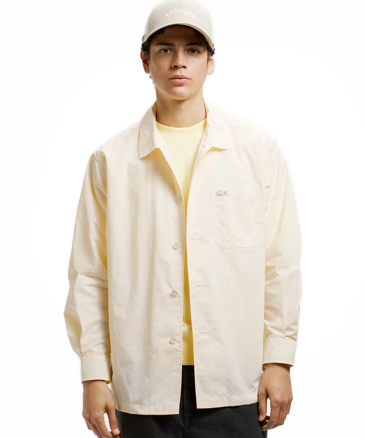 Мужская рубашка-куртка из нейлона с длинным рукавомLACOSTE, Off White