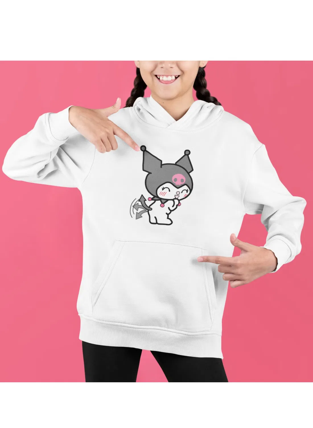 Худи с принтом Kuromi Zoom, белый